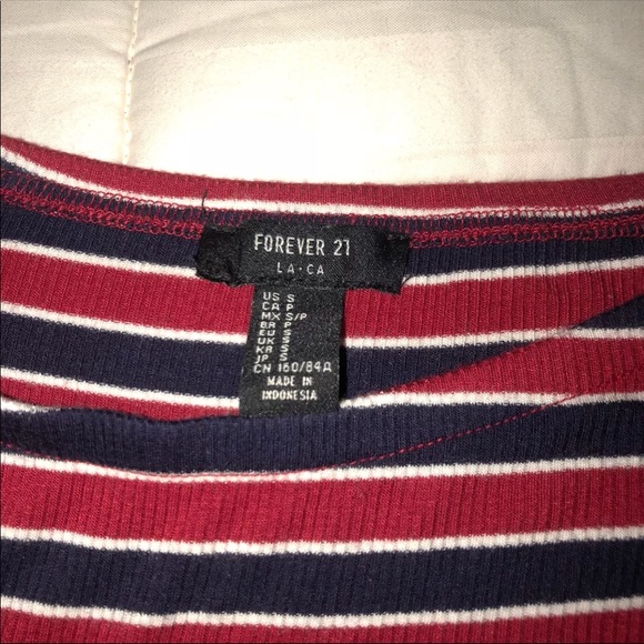 Red And Blue Stripped Off The Shoulder - Picture 3 of 3